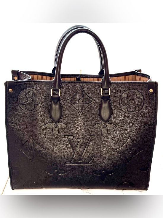 unknown Handbags - Black Embossed Monogram Logo Carryall Tote Bag